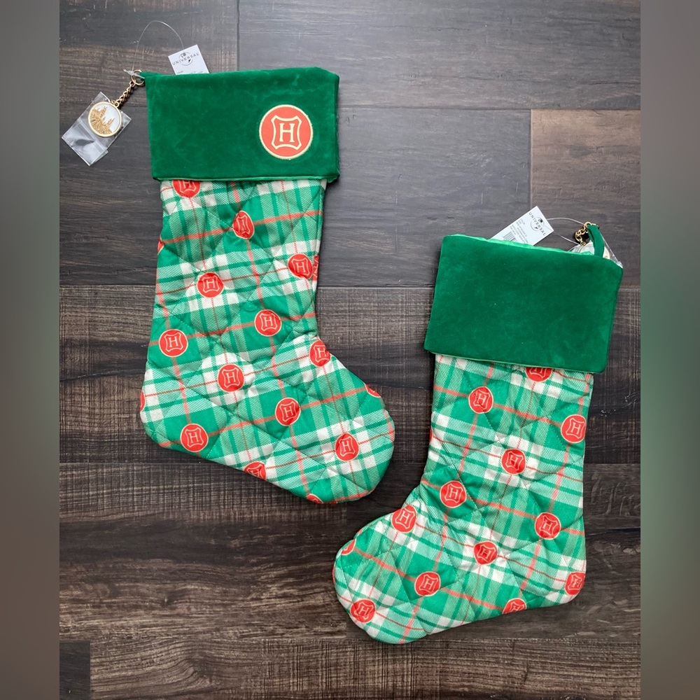 2 Universal Studios Harry Potter Hogsmeade for Christmas Quilted Stocking